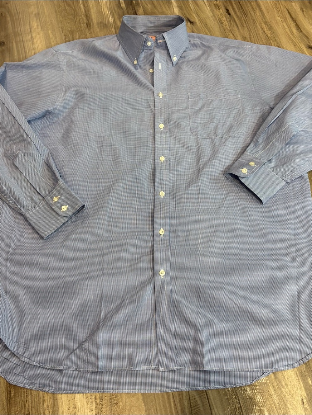Thomas Pink Mens 17 35 Blue Check Superfine Two-Fold Blue Dress Button Up Shirt